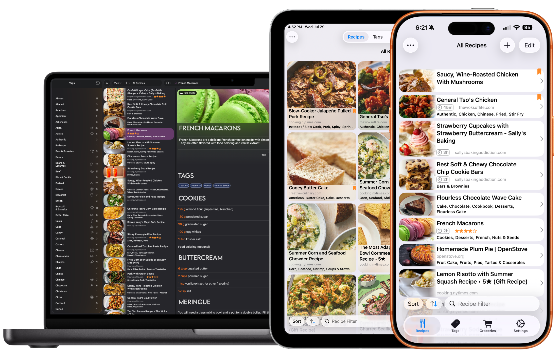 Cookery syncing recipes across iPhone, iPad, and Mac